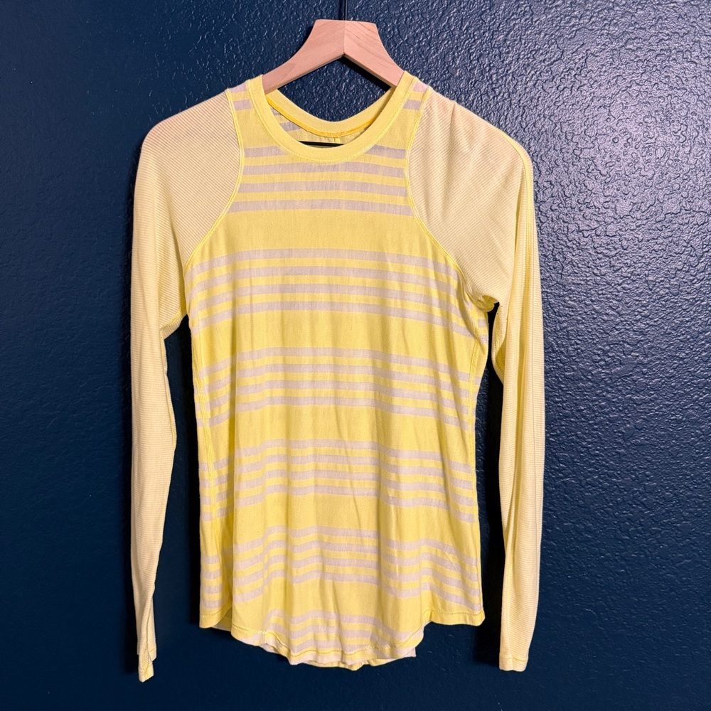 Lululemon Yellow Striped Long Sleeve Women's Top